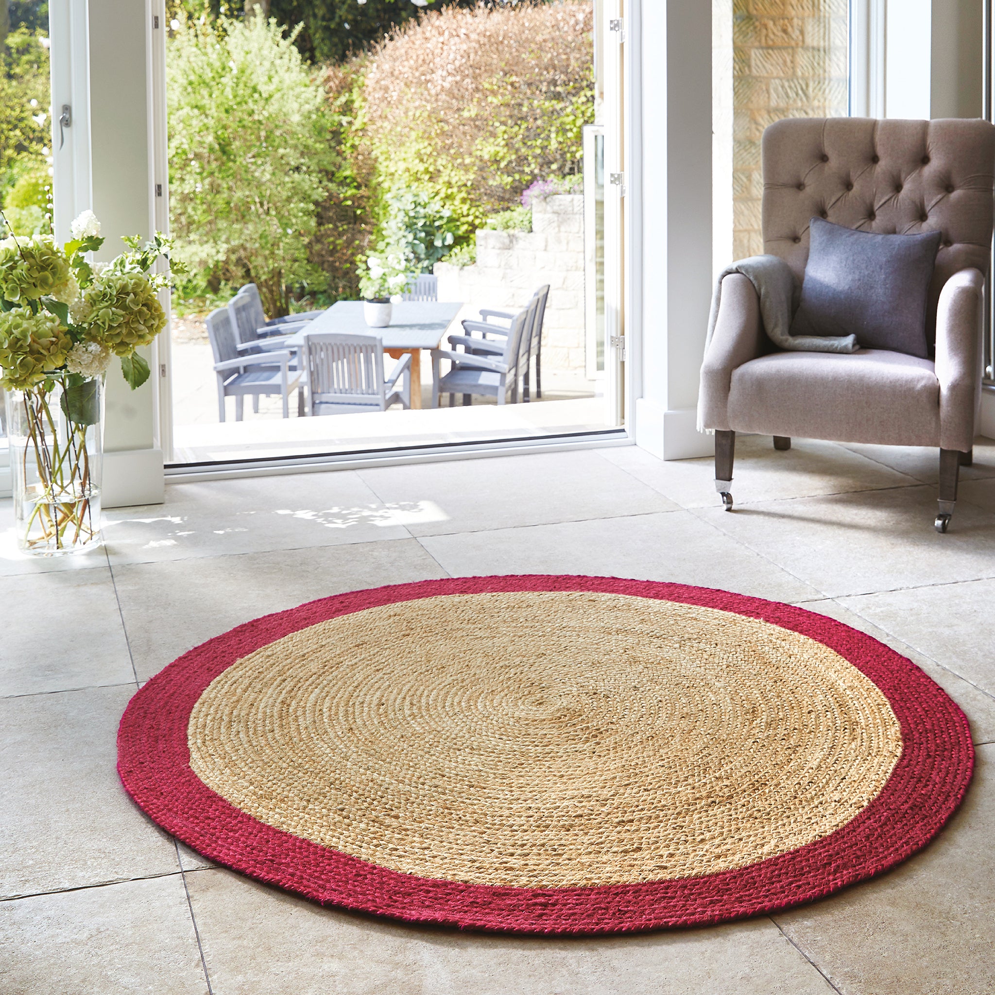 Jute Border Rug Raspberry