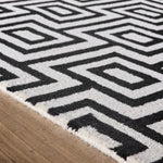 Labyrinth Rug- 100% Wool Loop Pile rug in Black and White with a 3D geometric pattern 4