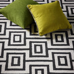 Labyrinth Rug- 100% Wool Loop Pile rug in Black and White with a 3D geometric pattern 5