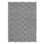 Labyrinth Rug- 100% Wool Loop Pile rug in Black and White with a 3D geometric pattern.