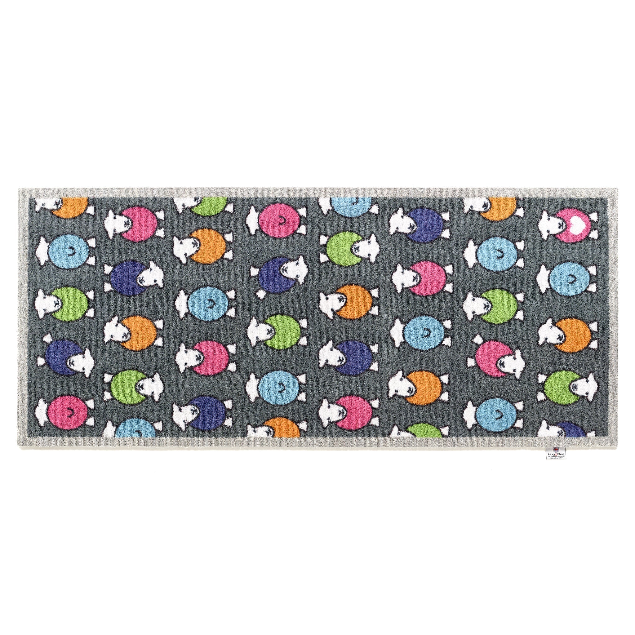 Overhead image of a grey marra Herdy washable runner from Hug Rug