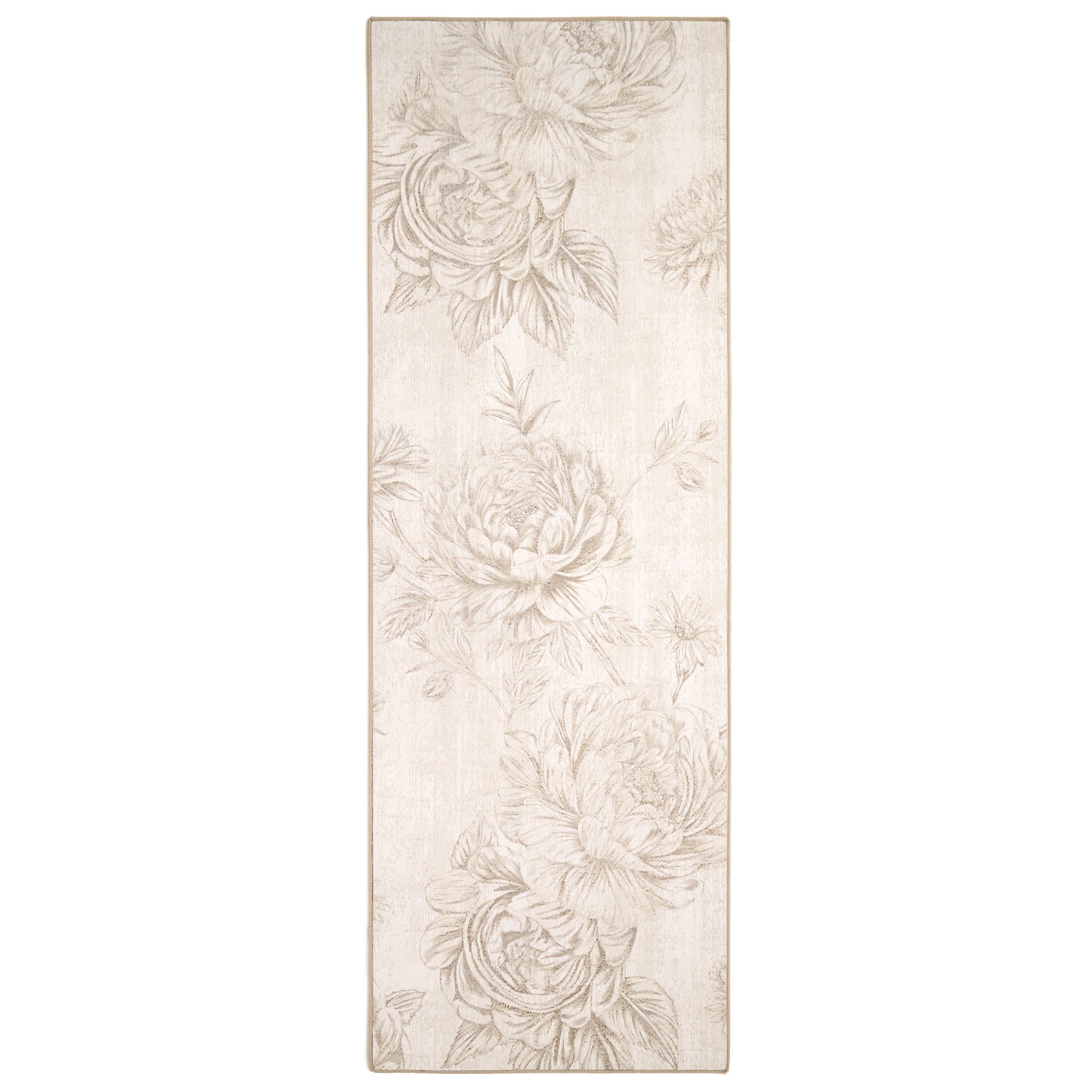 Muted Floral Beige Eco-Washable Runner 10