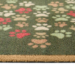 Hug Rug Green Paws For Love Washable Doormat Texture Close Up