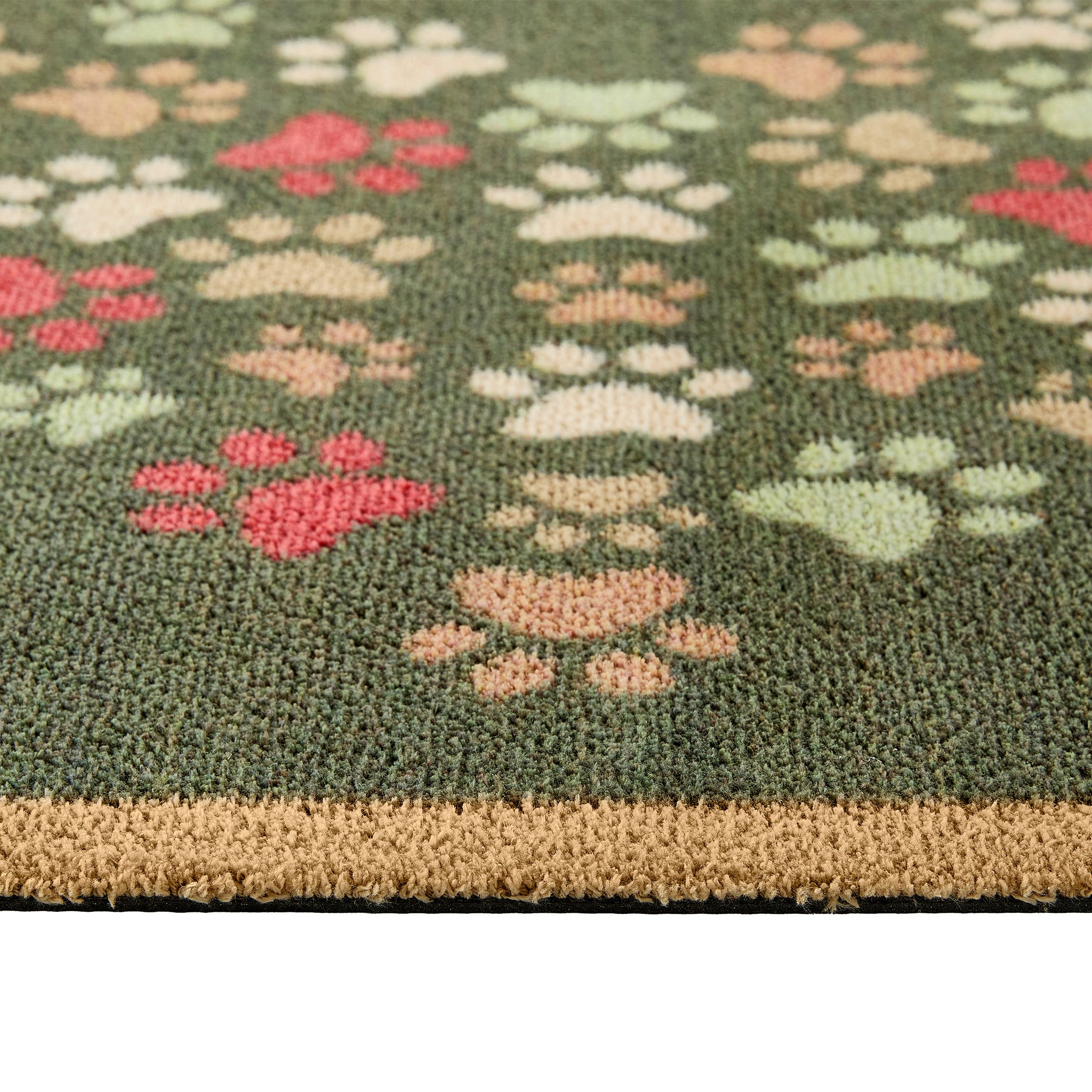 Hug Rug Green Paws For Love Washable Doormat Texture Close Up
