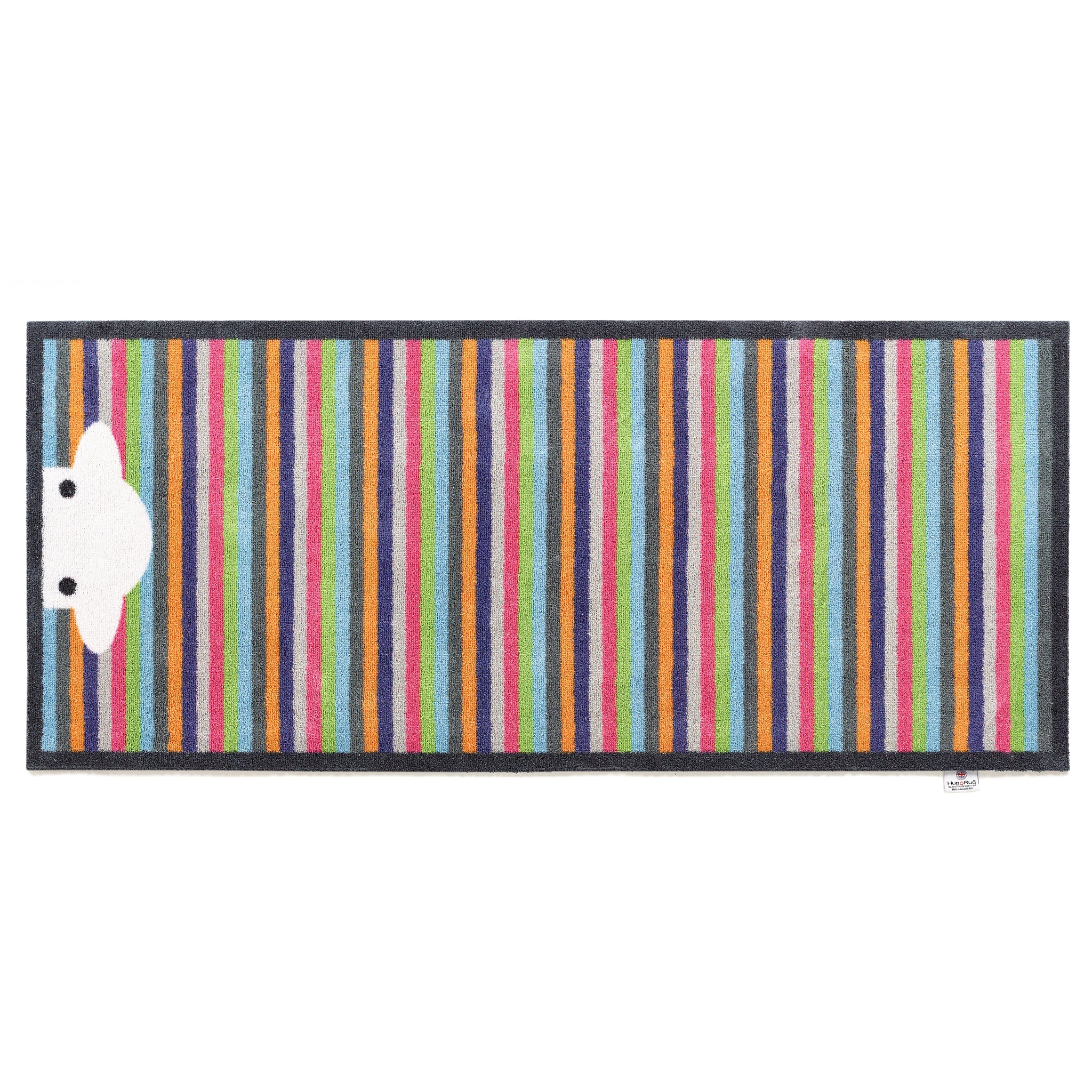Overhead image of a Peep Stripe Herdy washable runner from Hug Rug