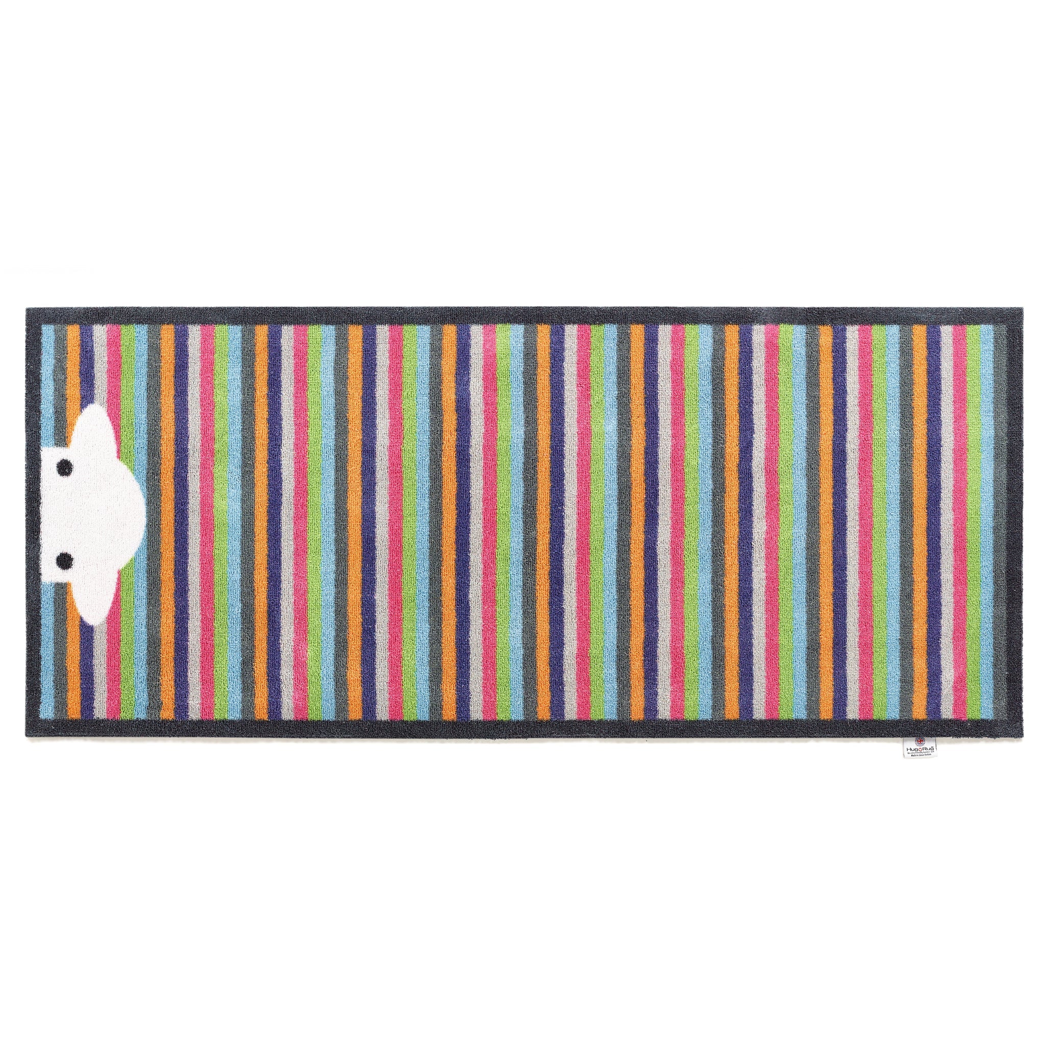 Overhead image of a Peep Stripe Herdy washable runner from Hug Rug