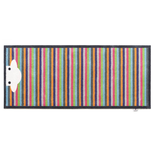 Overhead image of a Peep Stripe Herdy washable runner from Hug Rug