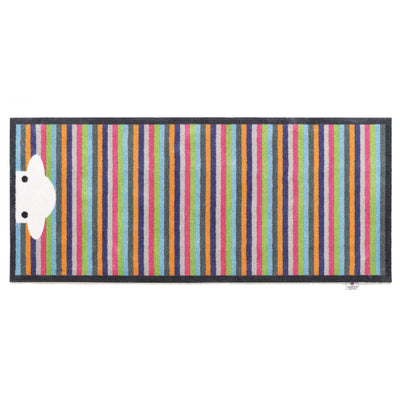 Overhead image of a Peep Stripe Herdy washable runner from Hug Rug