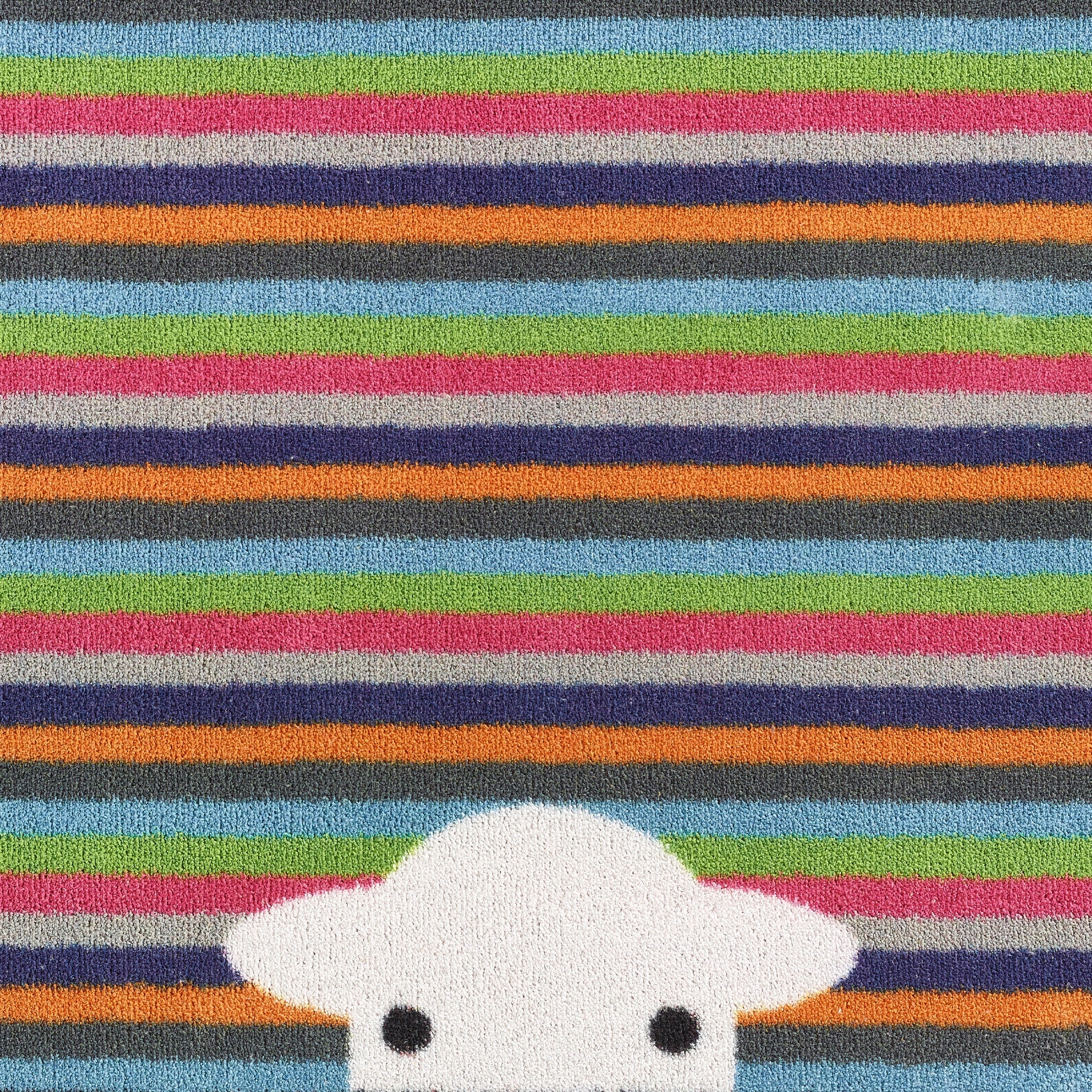 Close up image of the pattern on a Peep Stripe Herdy washable doormat from Hug Rug