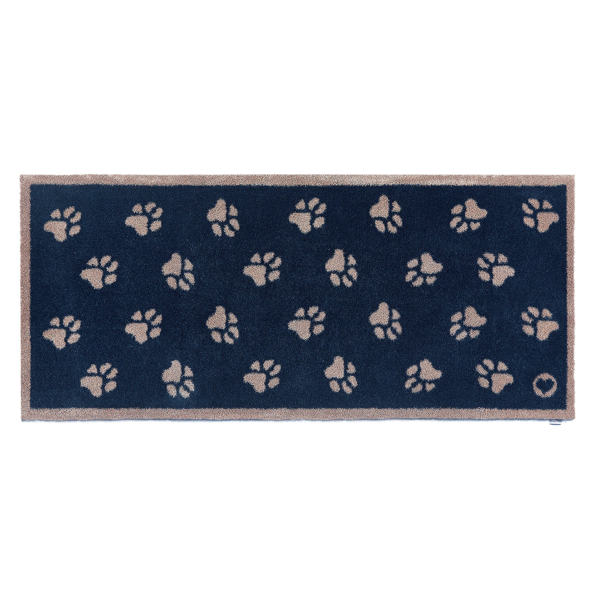 Overhead image of a navy Pet 10 washable runner from Hug Rug