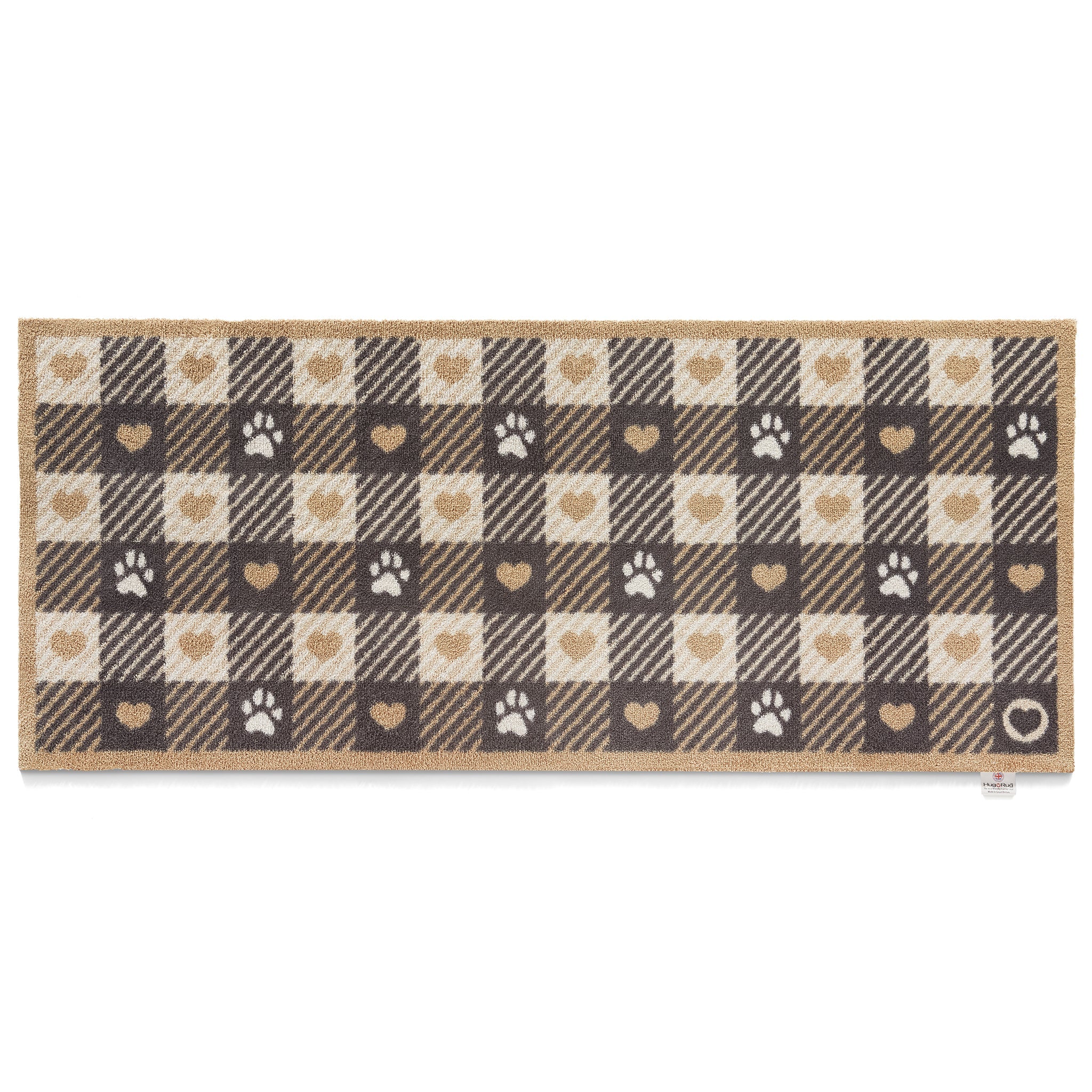 Overhead of beige Hug Rug Pet Check 1 washable runner