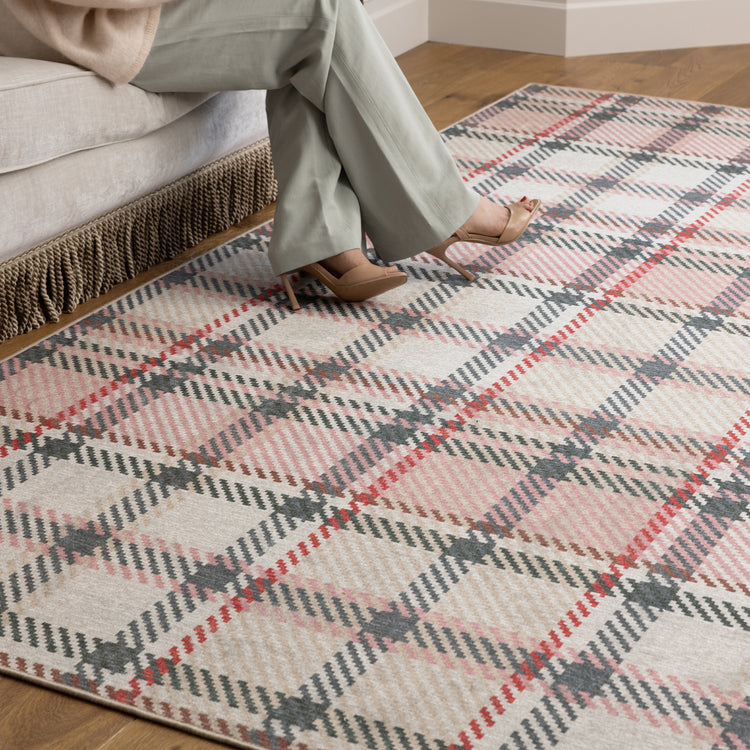 Isla Plaid Pink Eco-Washable Rug