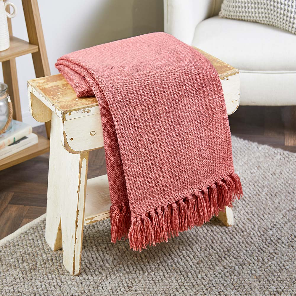 Plain Throw Coral Pink 2