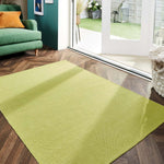 Plain Washable Rug Green 2