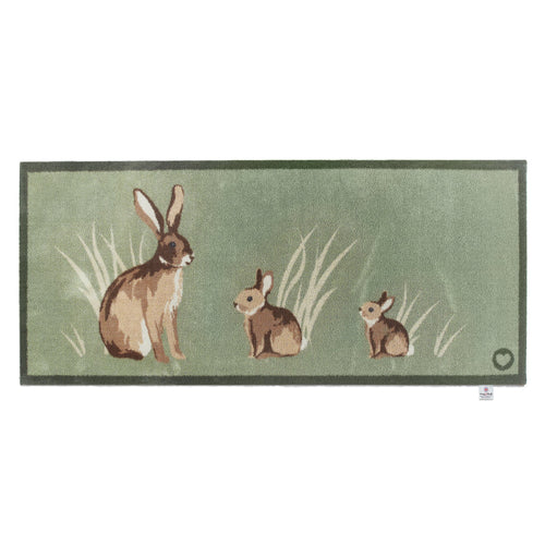 Rabbit 1 Green Cotton Washable Runner 7