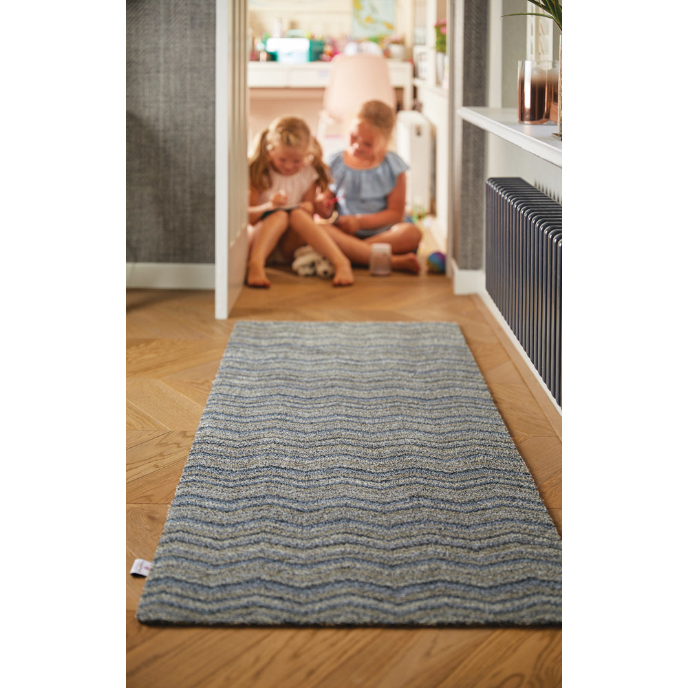 Ribbon Grey Zig Zag Washable Runner 2