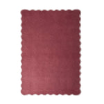 Scalloped Elise- 100% wool cut & loop pile rug in Coral and Lilac with a thick border. 