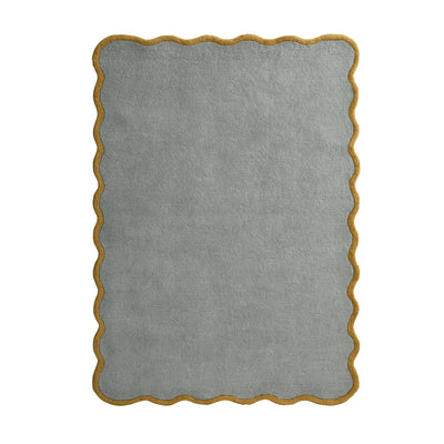 Scalloped Elsie Rug- a 100% hand-tufted rug in Duck Egg with wavy border. 