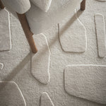 Sculptured Wool Stone Rug in Cream. 100% wool cut & loop pile rug in Cream with a patterned design. 