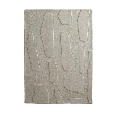 Sculptured Wool Stone Rug in Cream. 100% wool cut & loop pile rug in Cream with a patterned design. 