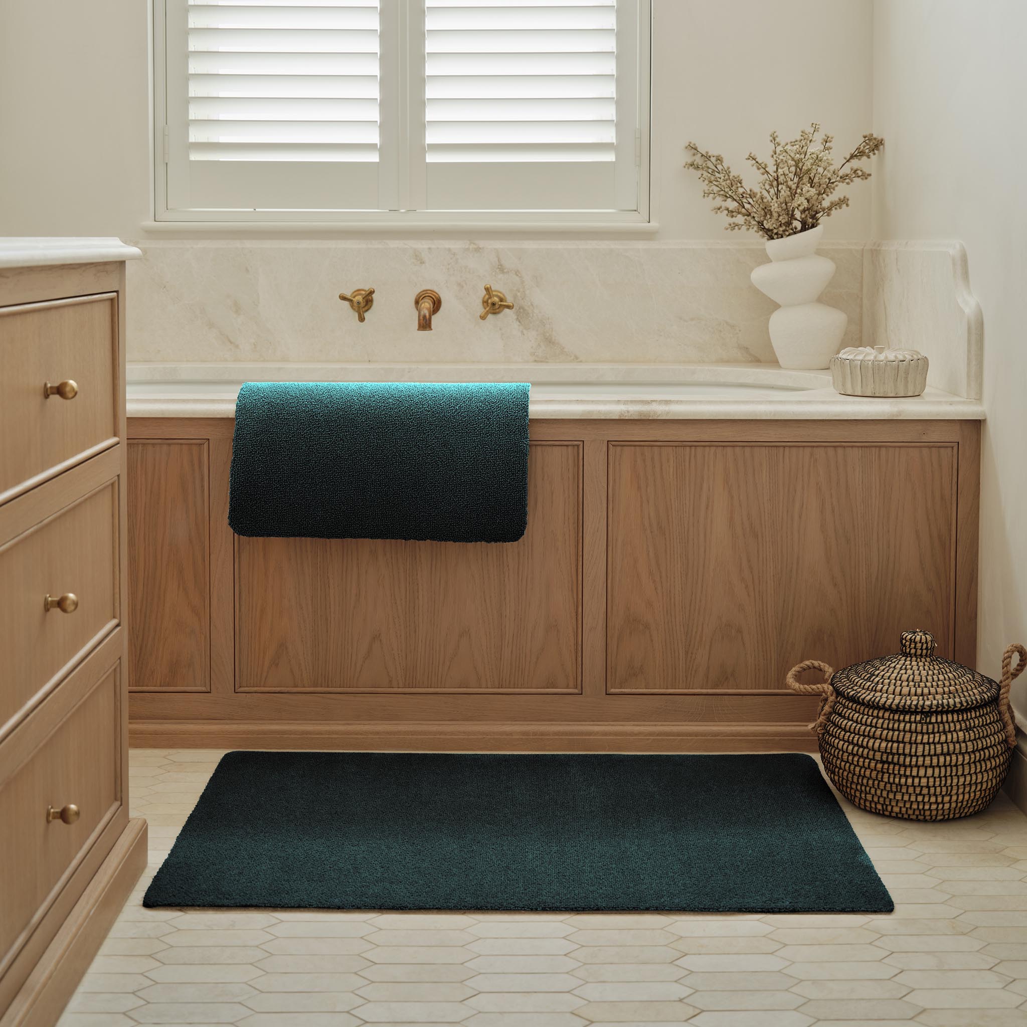 Sense Forest Green Bath Mat- 100% recycled material bath mat in a dark green.

