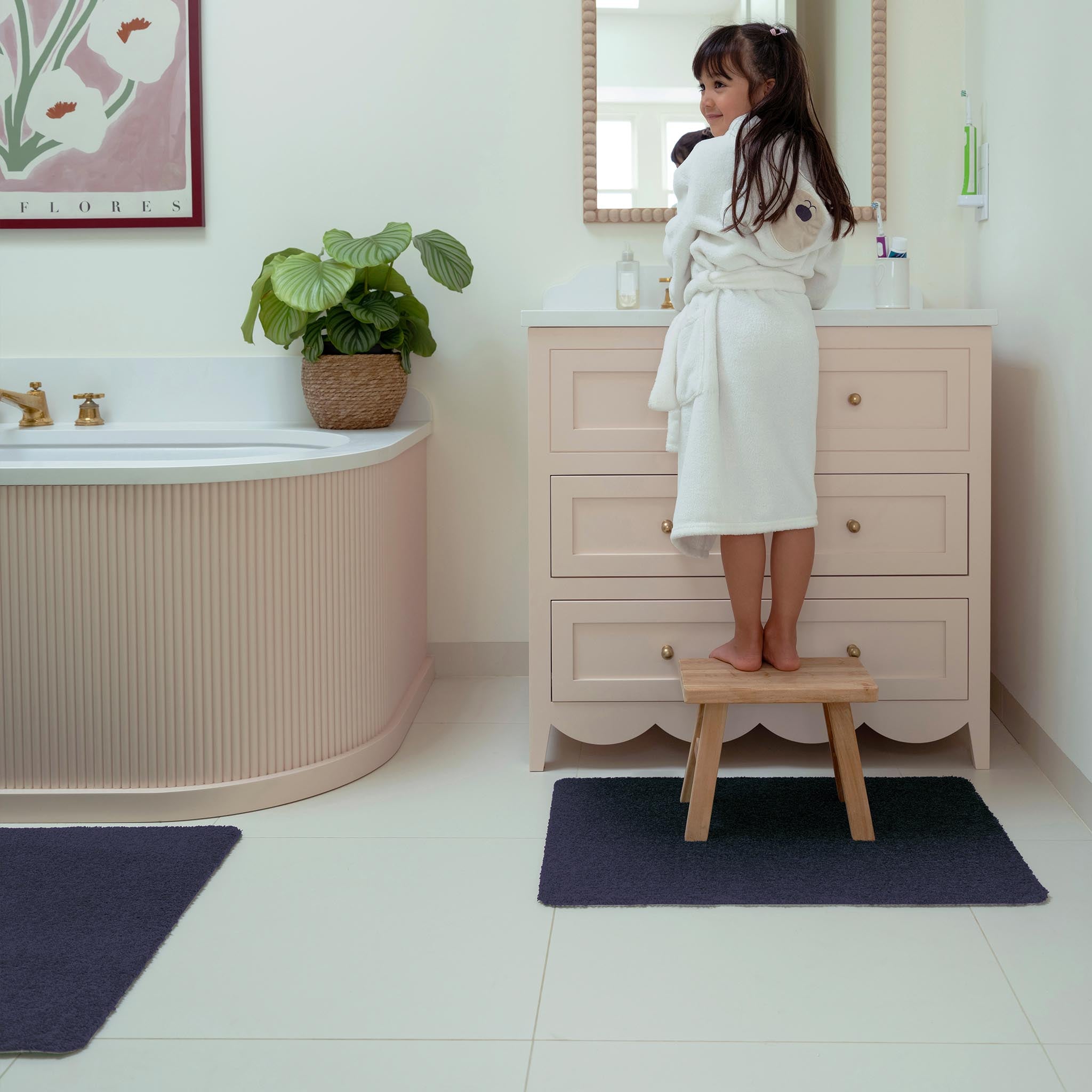 Sense French Navy Bath Mat- 100% recycled material bath mat in a dark blue.