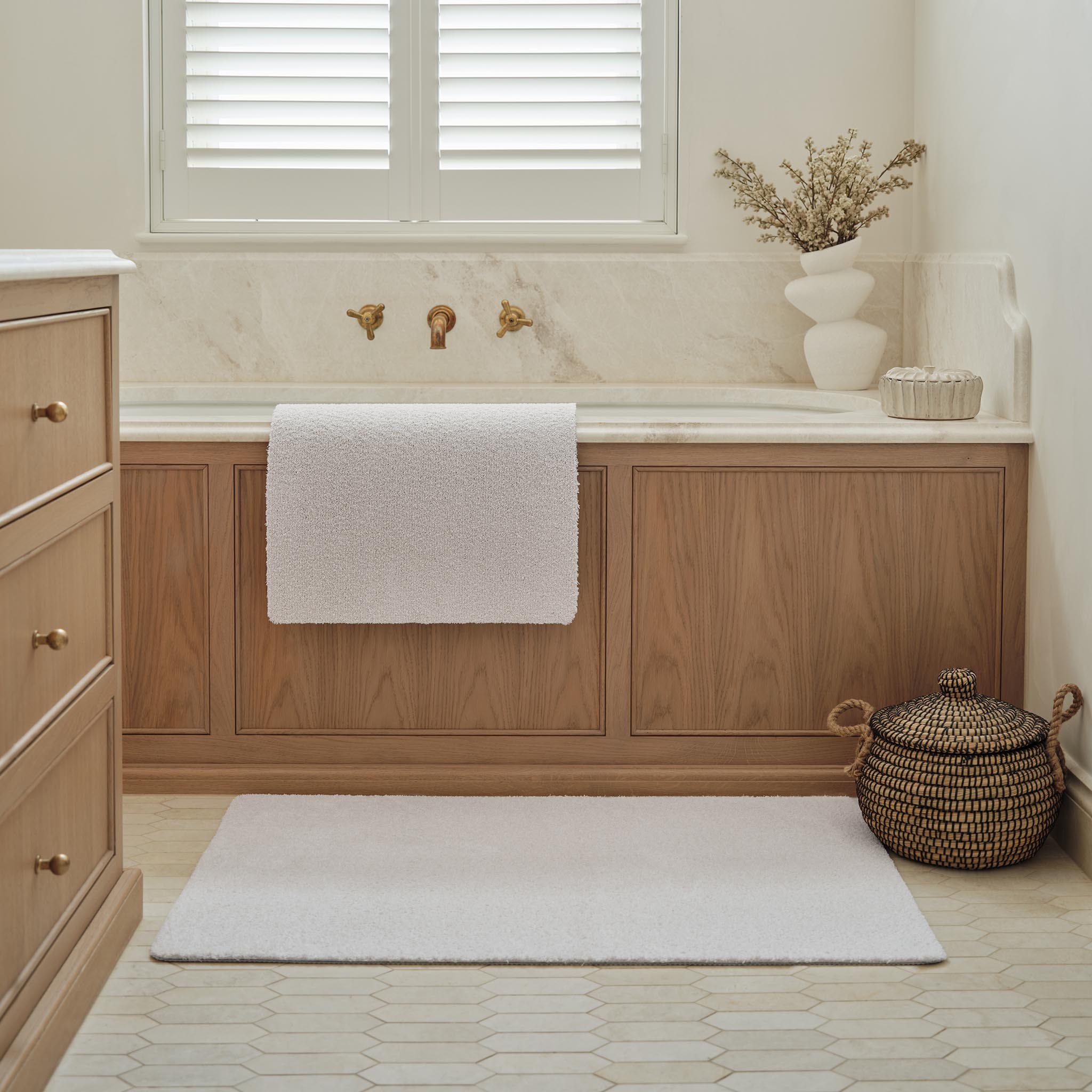 Sense Pumice Stone Bath Mat- 100% recycled material bath mat in white.