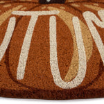 Discover the Shaped Autumn Pumpkin Coir Doormat- a coir dormant shaped as a pumpkin with graphic font. 