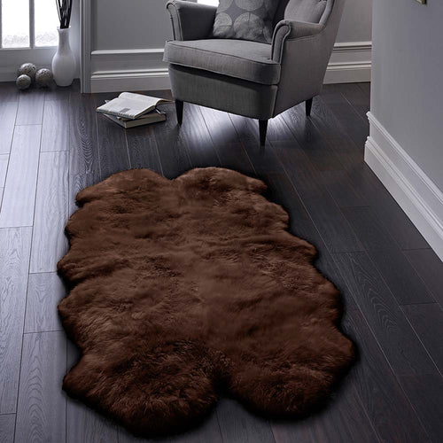 Genuine Sheepskin Rug Chocolate
