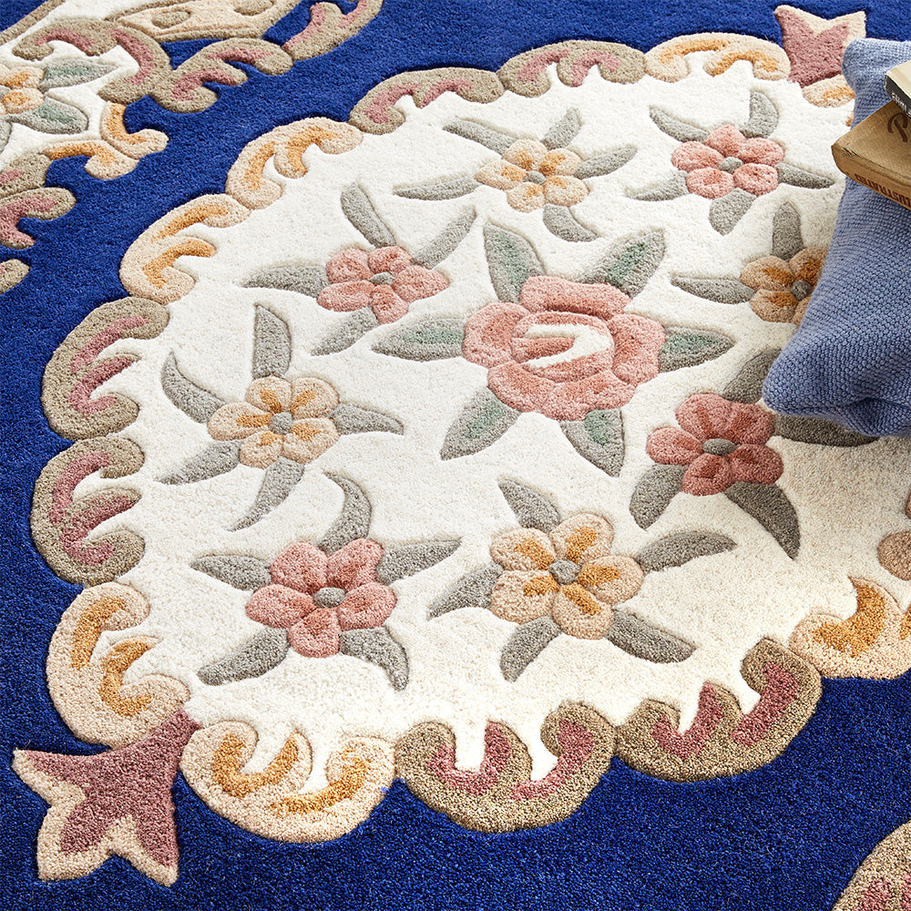 Shensi Aubusson Rug in Navy Blue 3