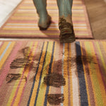 Stripe 70 Red Green Washable Doormat 2