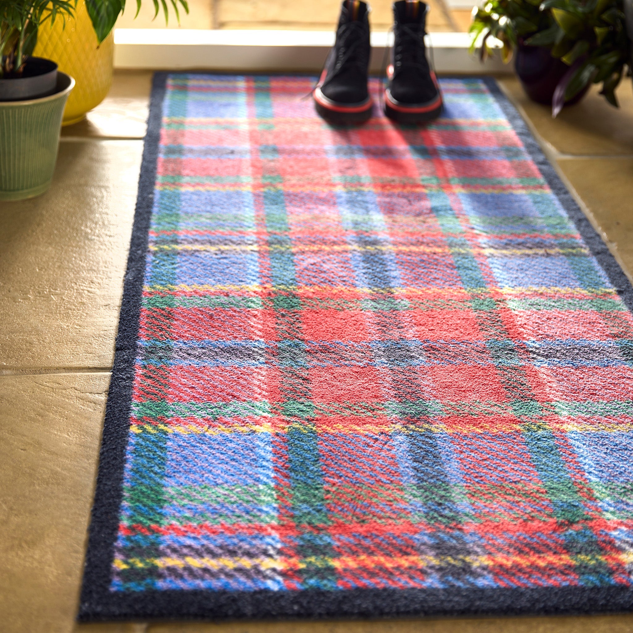 Tartan - Red/Blue Washable Doormat 5