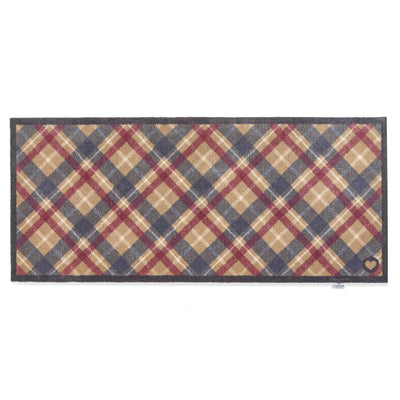 Overhead of Hug Rug black tartan paw washable runner
