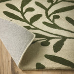 Trailing Leaf Rug - 100% wool cut pile, hand tufted and carved with leaf design. 