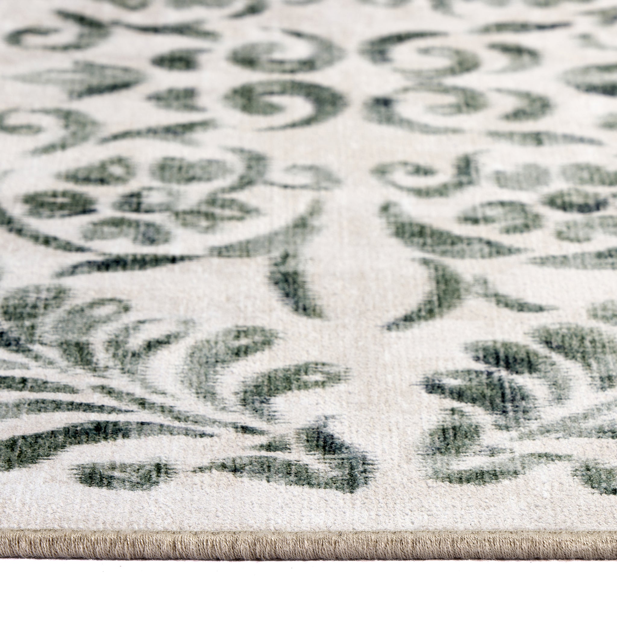 Vintage Scroll Green Eco-Washable Rug