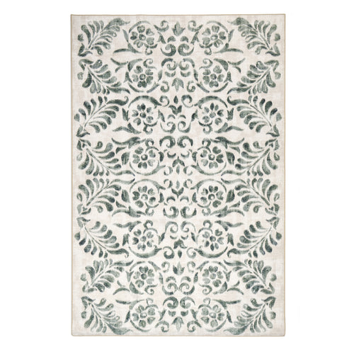 Vintage Scroll Green Eco-Washable Rug