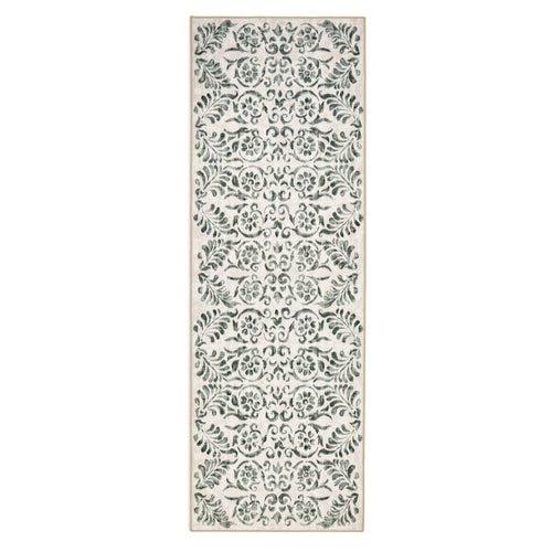 Vintage Scroll Green Eco-Washable Rug