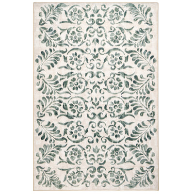 Vintage Scroll Green Eco-Washable Rug