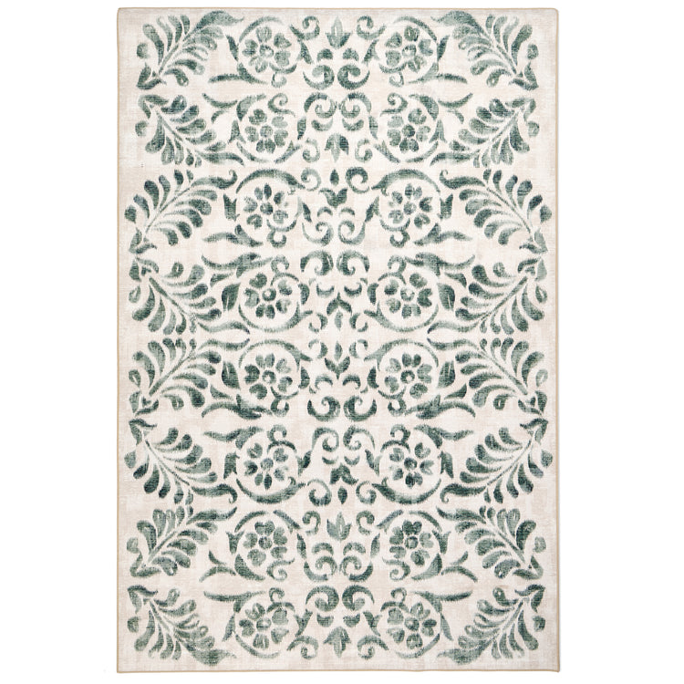 Vintage Scroll Green Eco-Washable Rug