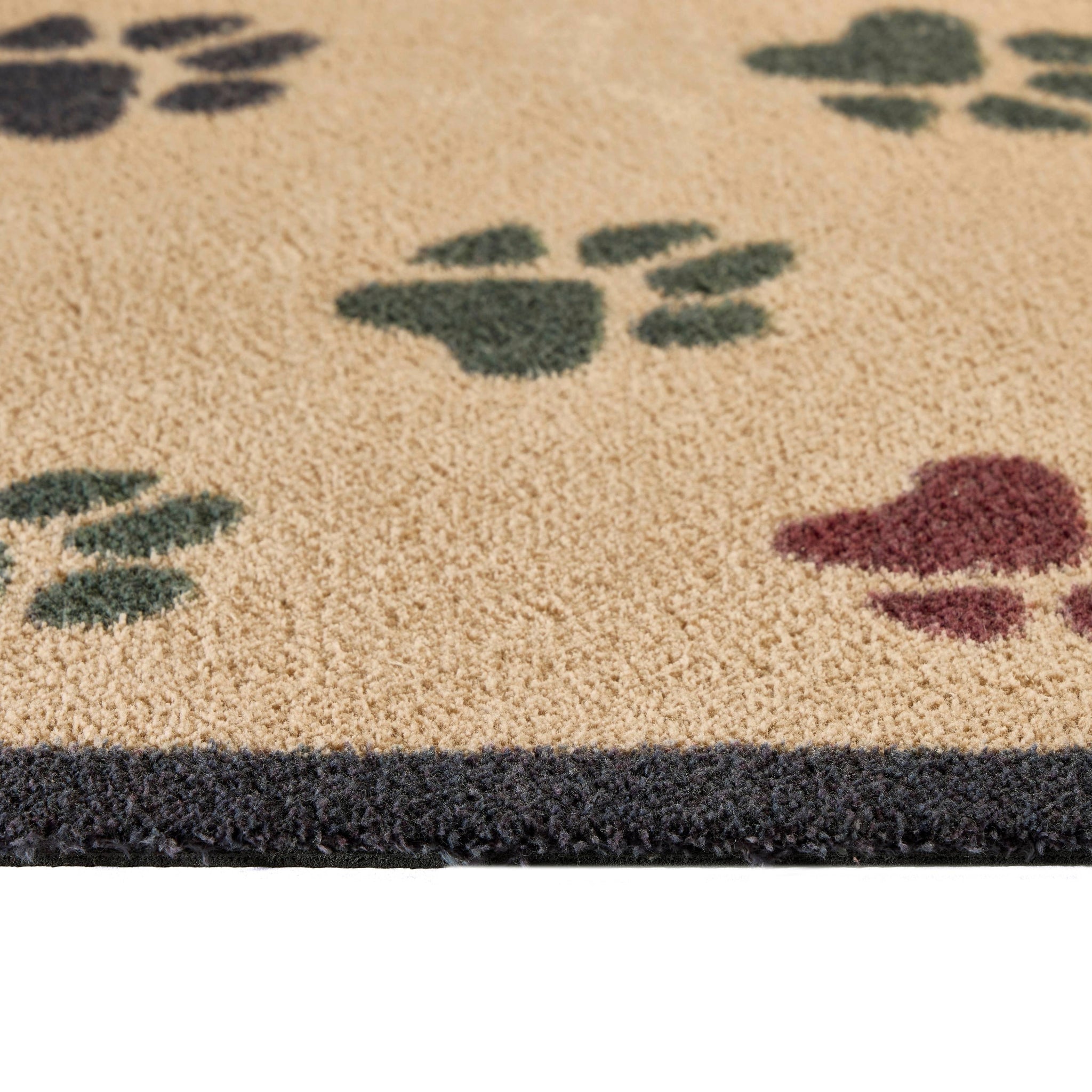 Close up of Hug Rug beige wipe your paws washable doormat texture and pattern