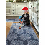 Woodblock 1 Navy Blue Doormat 3