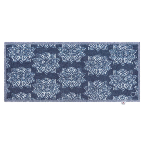 Woodblock 1 Navy Blue Doormat