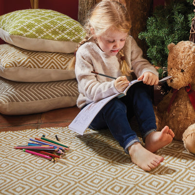 Diamond Washable Rug Gold 3