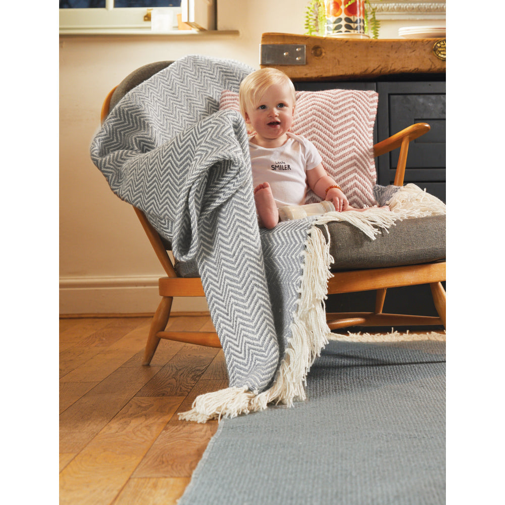 Herringbone Throw Sky Grey