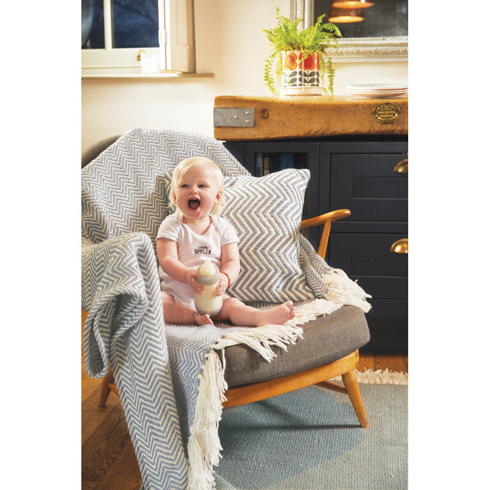 Herringbone Cushion Sky Grey 2