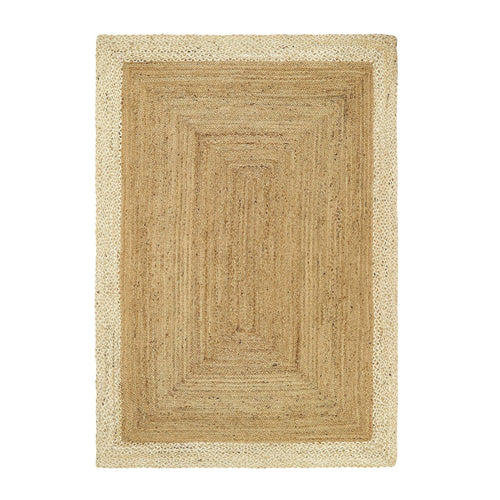 Jute Border Rug Natural White