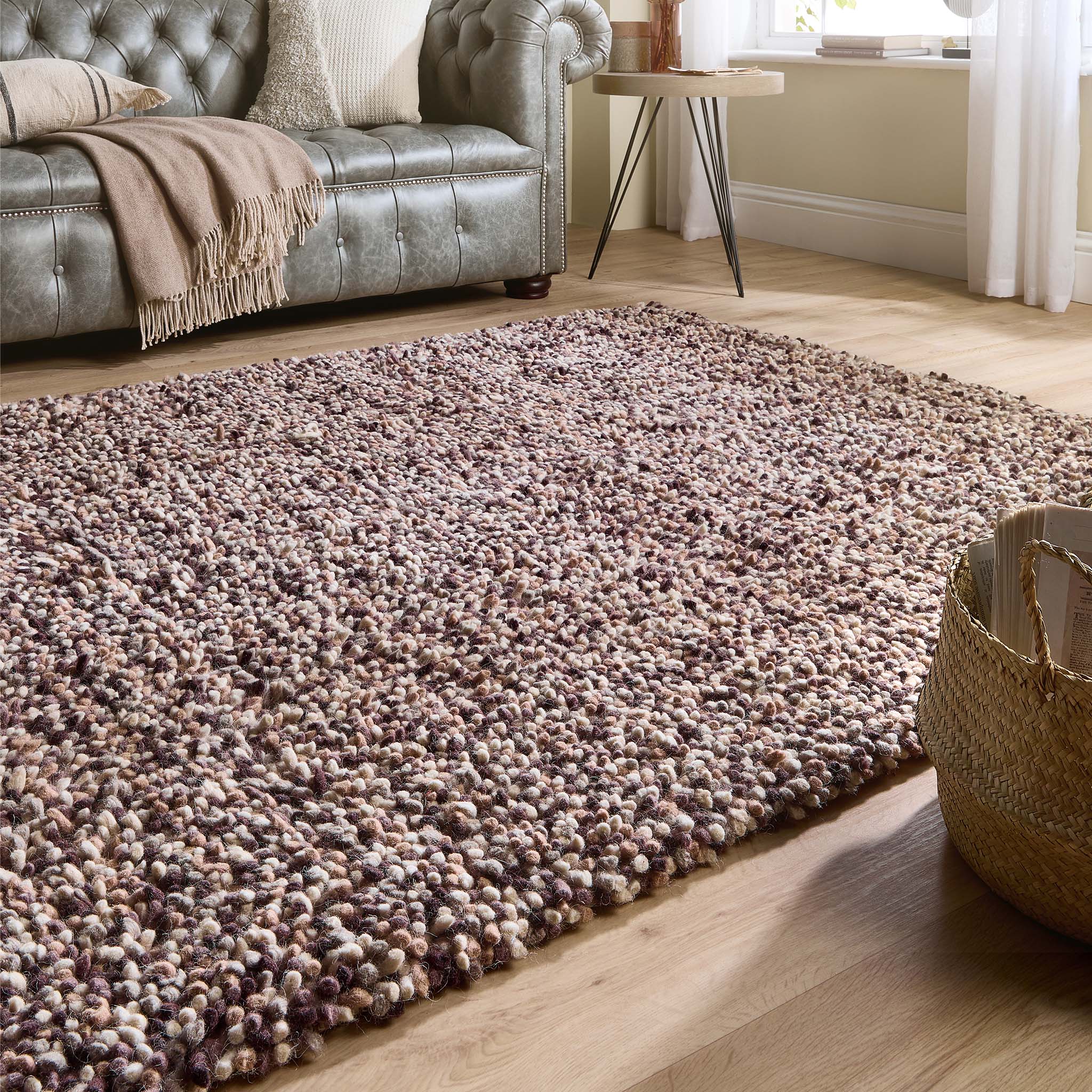 Rocks Shaggy Wool Rug Natural 5