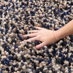 Rocks Shaggy Wool Rug Navy 4
