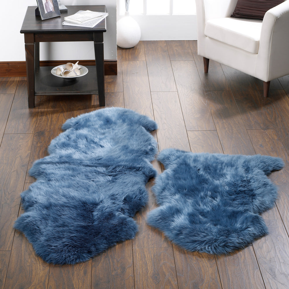 Genuine Sheepskin Rug Navy