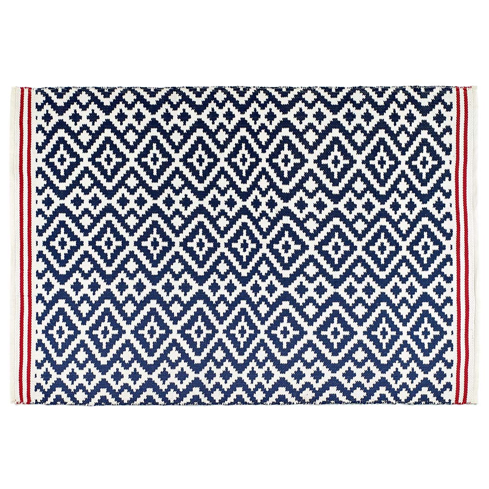 Aztec Washable Rug Navy/Red